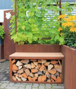 Palatino Cortenstahl-Kaminholzlager Woodpecker PRO -Garten Umfassend Geschäft 2015329 WE MO 002 PalatinoKaminholzregalBankWPPro100