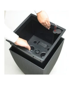 Dehner Kunststoff-Flechttopf Dallas, Quadratisch -Garten Umfassend Geschäft 2460004 2460020 WE DE 010 EmsaKunststofftopf36x36cm