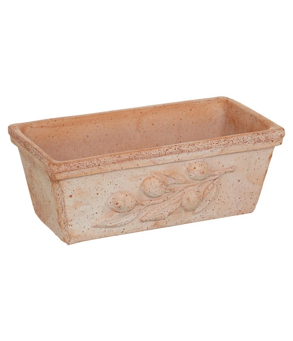 Degrea Terrakotta-Blumenkasten Mit Olivendekor 3 Degrea Terrakotta-Blumenkasten Mit Olivendekor