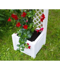KHW Kunststoff-Pflanzkasten Mit Spalier, 43 X 43 X 140 Cm -Garten Umfassend Geschäft 3913688 WE DE 004 KastenSpalier43weiss