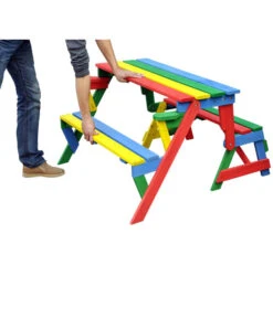 Habau Kinder Picknickbank Bunt, 100 X 50 X 62 Cm -Garten Umfassend Geschäft 4031100 WE FS 005 KinderPicknickbank