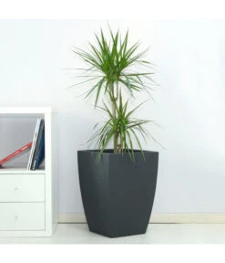 Farmet Kunststoff-Topf-Set Hydrus, Quadratisch, Anthrazit, 2-teilig -Garten Umfassend Geschäft 4182325 WE DE 002 HYDRUSQuadratischerPflanzkuebel36x36x50cmhochDUNKELANTHRAZIT