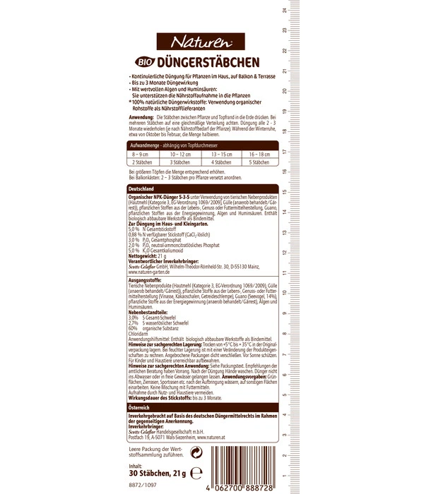Naturen® Bio Düngestäbchen, 30 Stk. 4 Naturen® Bio Düngestäbchen, 30 Stk. – Bild 2
