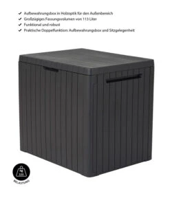 Keter Aufbewahrungsbox City Box, 113 Liter, Ca. B41,6/H51,6/T57 Cm -Garten Umfassend Geschäft 4422481 WE IG 001 AufbewahrungsboxCity