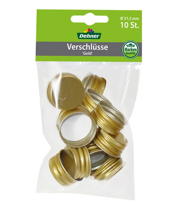 Dehner Schraubverschlüsse Für Flaschen, Gold, 10er-Set 3 Dehner Schraubverschlüsse Für Flaschen, Gold, 10er-Set