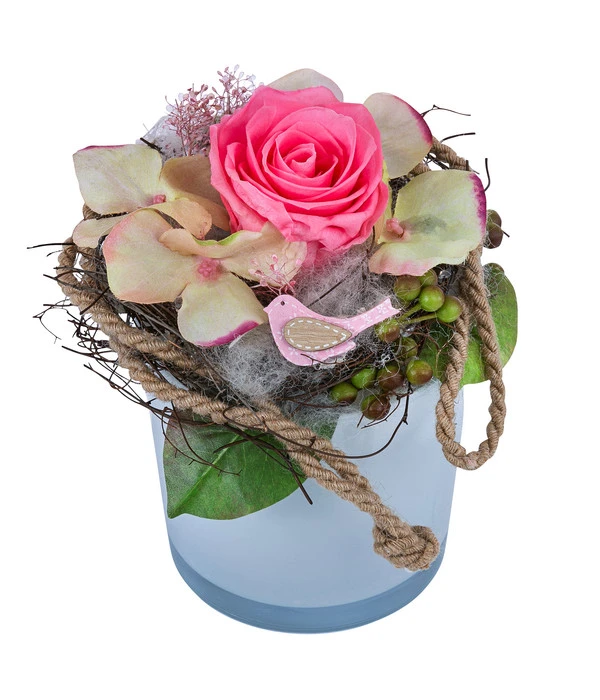 Dehner Arrangement Mit Longlife-Rose Finn, Rosa, Ca. Ø23/H24 Cm 3 Dehner Arrangement Mit Longlife-Rose Finn, Rosa, Ca. Ø23/H24 Cm