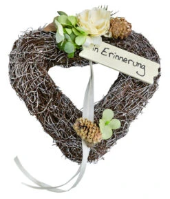 Grabgesteck Salim, Herzförmig, Weiß, Ca. B15/H6/T15 Cm