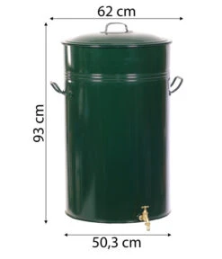 RENNER Metall-Regentonne Inkl. Steckanschluss, 150 L, Dunkelgrün -Garten Umfassend Geschäft 6609481 WE BG 001 RegenwasserSammeltonnemitSteckanschlussca150l