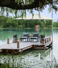 Dehner Ampelschirm Zypern, Holzoptik, Quadratisch, Ca. B300/T300 Cm -Garten Umfassend Geschäft 6865422 WE MO 001 AmpelschirmZypernbeige