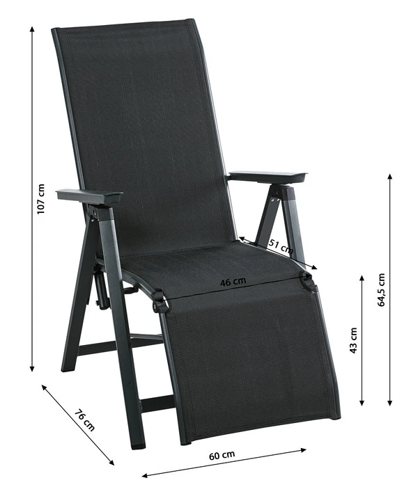 Dehner Relaxsessel Cleveland, Dunkelgrau 7 Dehner Relaxsessel Cleveland, Dunkelgrau – Bild 5