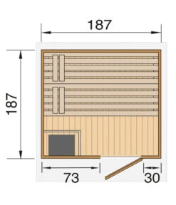 Weka Saunahaus Naantali Inkl. Ofen, Ca. B187/H253/T187 Cm -Garten Umfassend Geschäft 6914949 WE DE 001 WekaSaunahausNaantaliGrundriss
