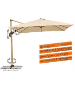 Schneider Ampelschirm Rhodos Twist Woody, Quadratisch, Ca. B300/T300 Cm -Garten Umfassend Geschäft 6953467 WE IG 001 SchneiderAmpelschirmRhodosTwistWoodynatur