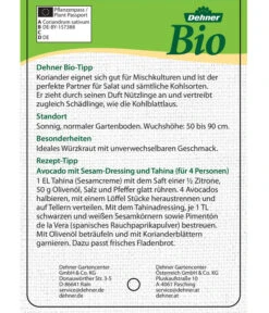 Bioland Koriander -Garten Umfassend Geschäft 8001984 BioKoriander Etikett neu 2